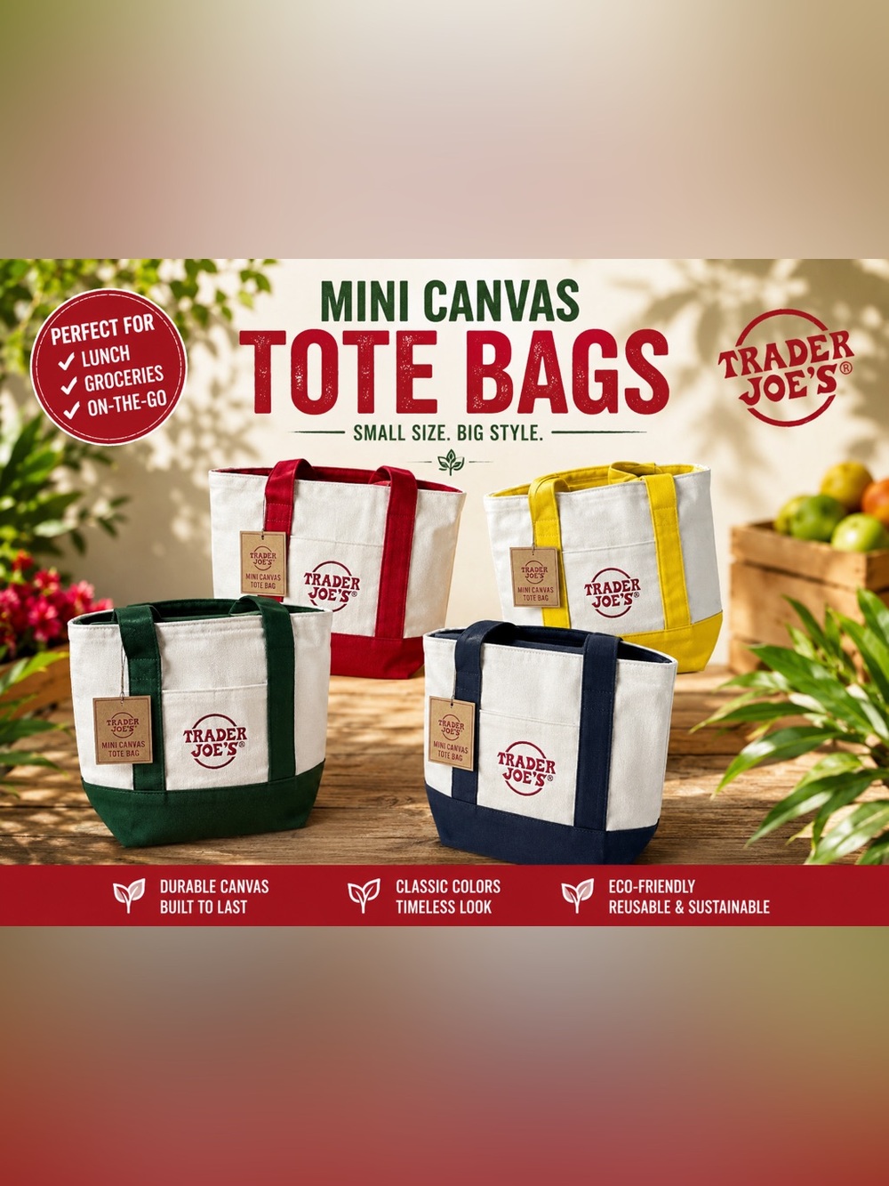 Trader Joe’s Mini Canvas Tote Bag bundle